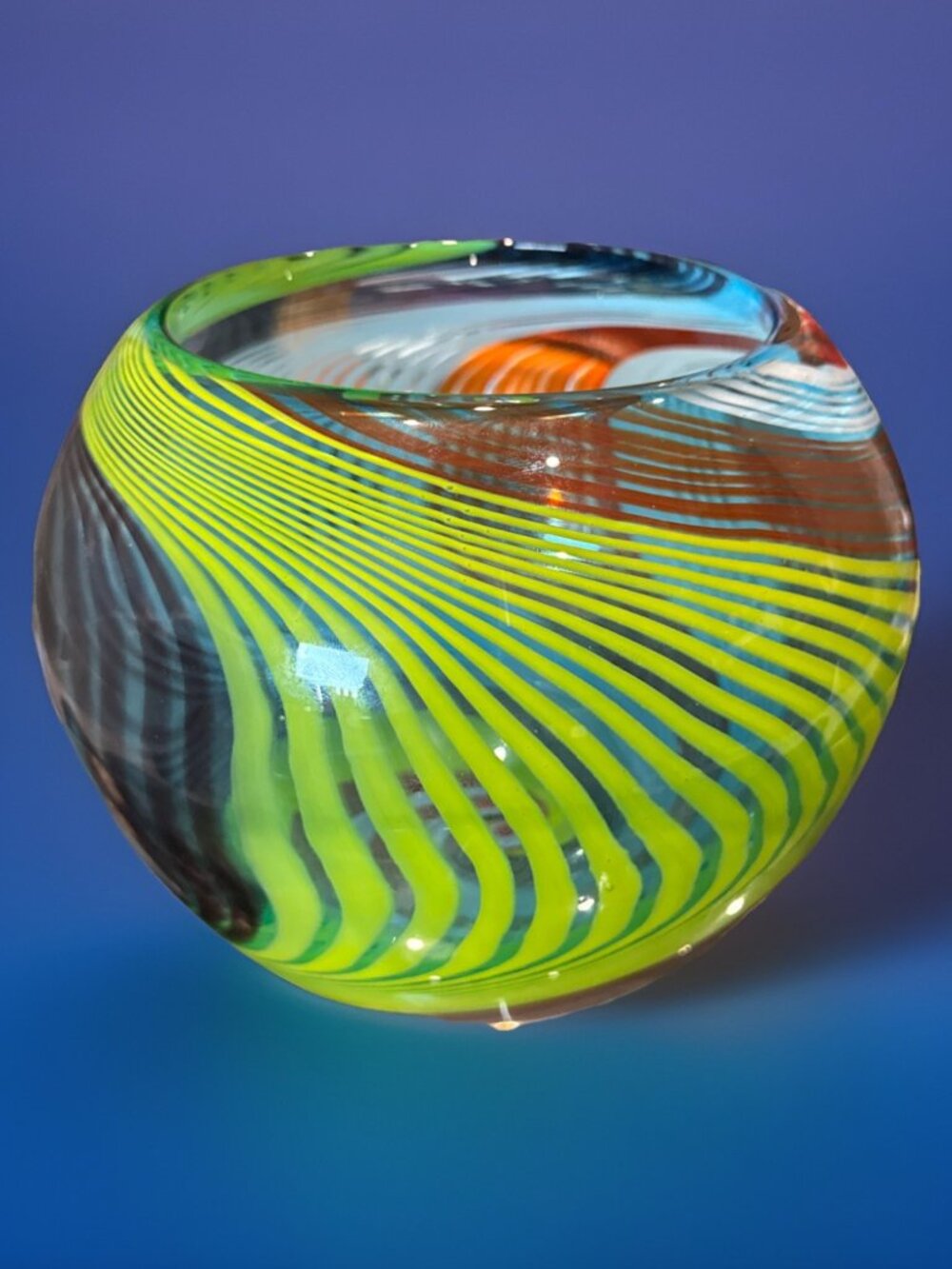 Murano Handblown Goldfish Glass Bowl Possibly Stefano Toso 20th Century.